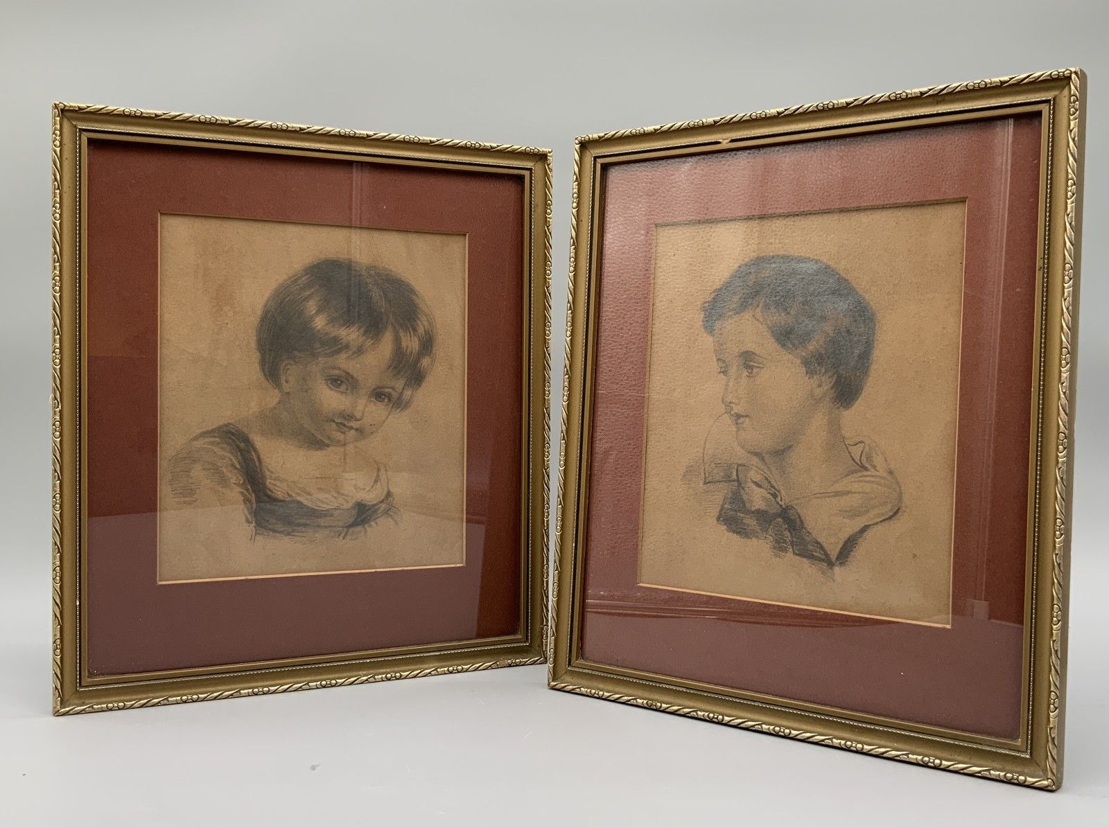 Pair 19th Century Antique Portrait Pencil Drawings Manner Of Sir Thomas Lawrence photo 199.0