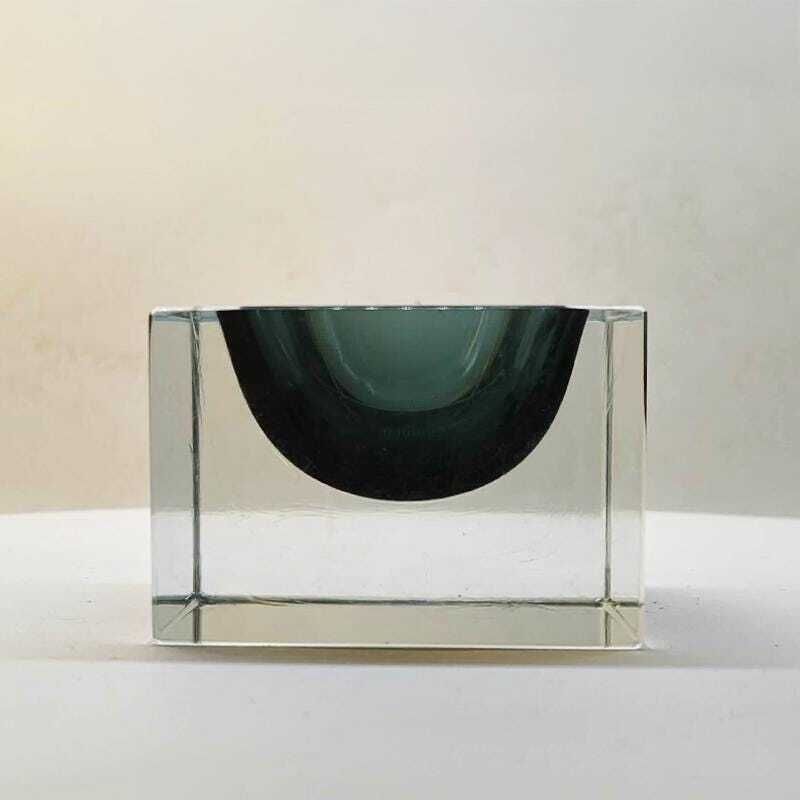 1960s Square Ashtray In Murano Glass Flavio Poli For Seguso With Original Certificate And Label. photo furniture