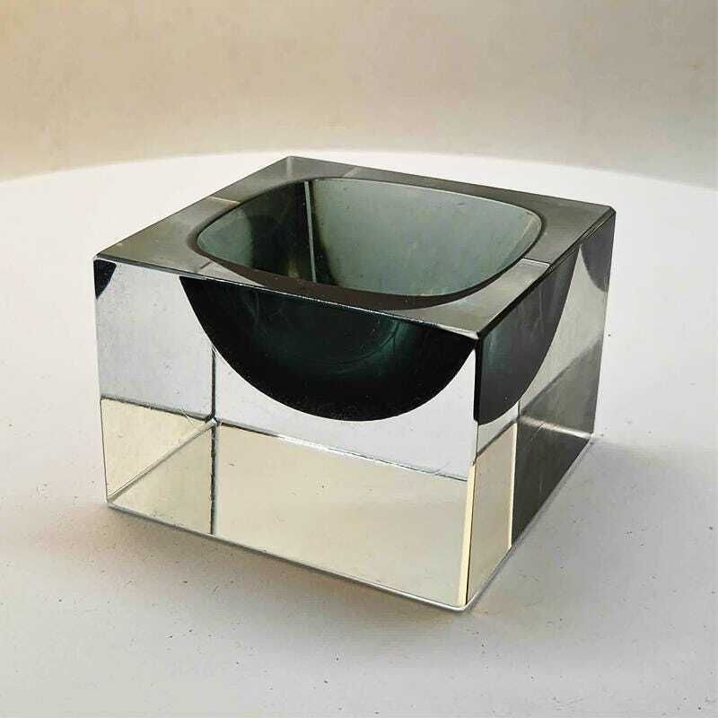 1960s Square Ashtray In Murano Glass Flavio Poli For Seguso With Original Certificate And Label. photo 281.0