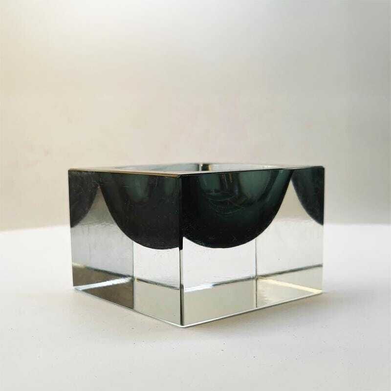 1960s Square Ashtray In Murano Glass Flavio Poli For Seguso With Original Certificate And Label. photo vinterior