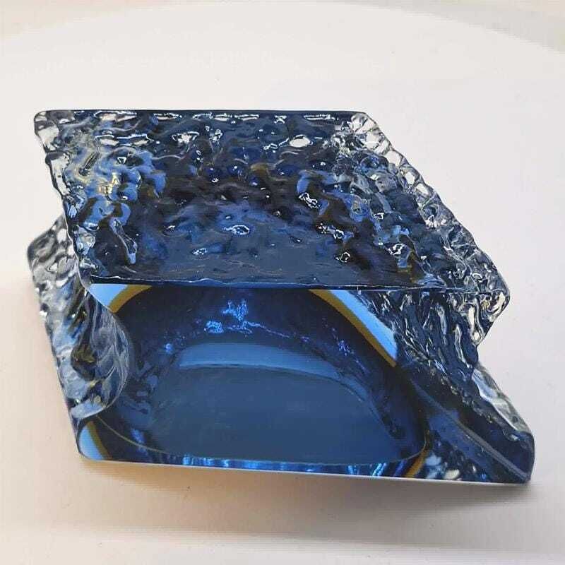 photo furniture 1960s Ashtray Or Catch All In Hand Worked Murano Glass By Flavio Poli For Seguso. Made In Italy