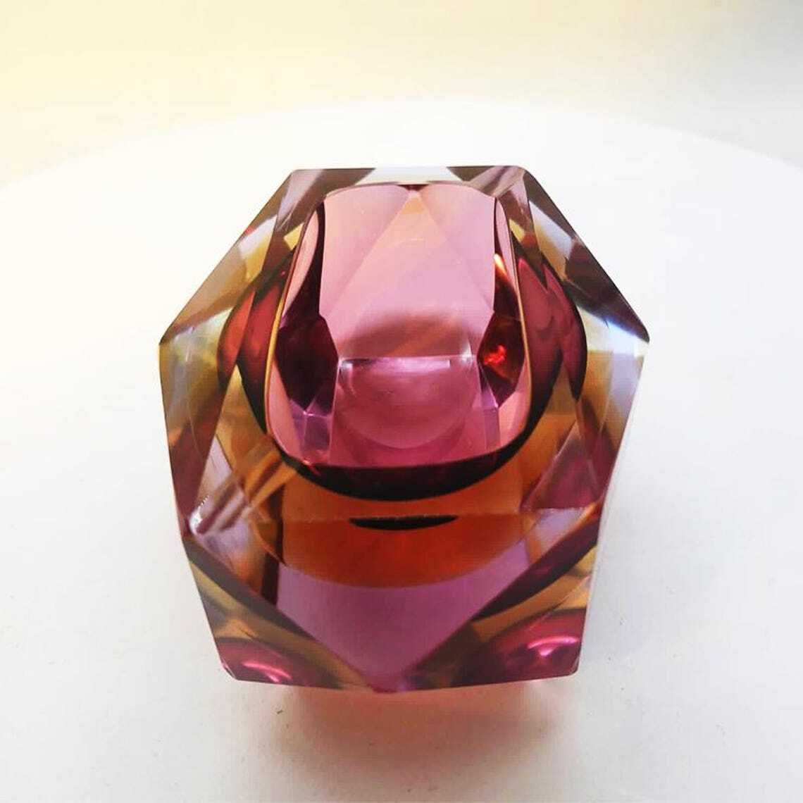 1960s Rare Purple Rectangular Multifaceted Ashtray Or Catch All In Murano Glass By Flavio Poli For Seguso. Made In Italy. photo Home Decor