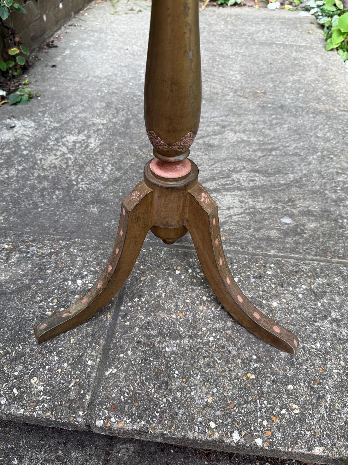 Rare Vintage 1970s Pink And Gold Pedestal Planter Antique Style Jardiniere Stand photo 195.0