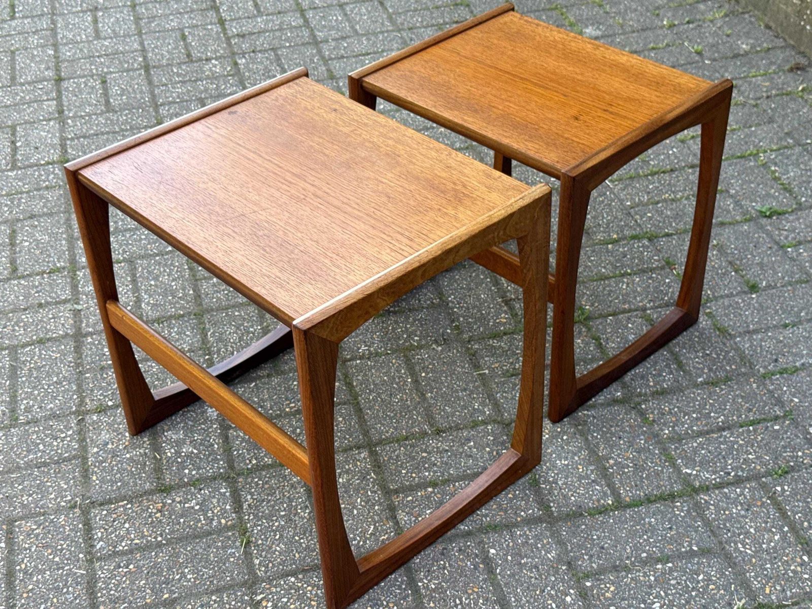 photo vinterior Vintage G Plan Style Teak Nest Of Two Side Tables – Mid Century Modern 1960s / 1970s