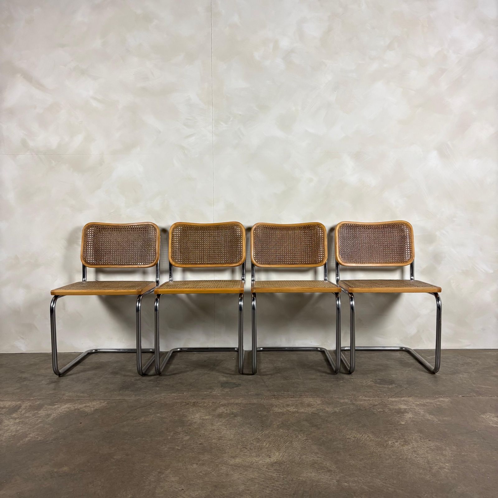 Four Marcel Breuer Cesca Brass Dining Chairs Mid Century Retro Mcm photo Furniture