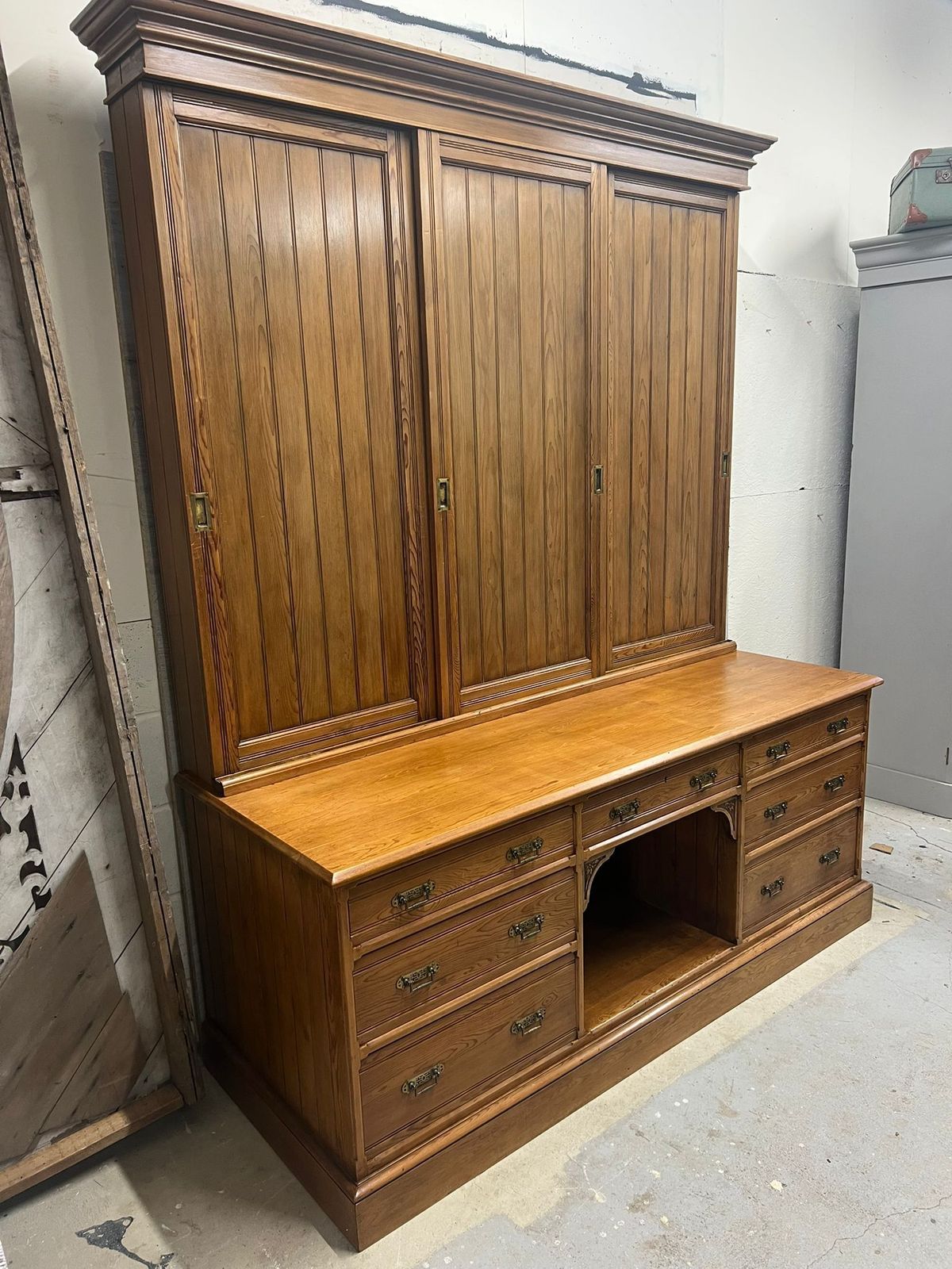 Magnificent Victorian Pitch Pine Housekeepers Dresser