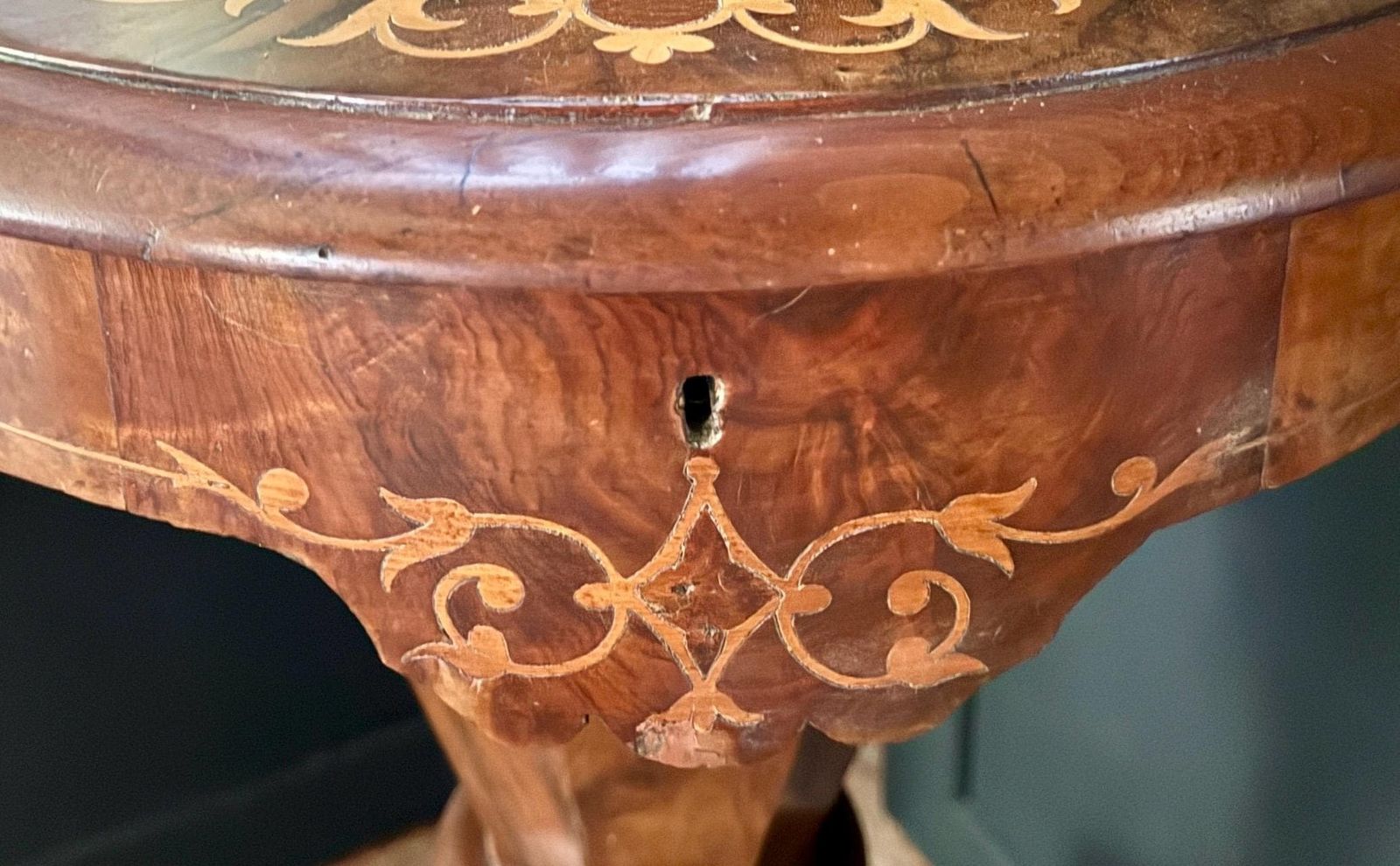Antique Inlaid Chess Table English Games Board With Storage Victorian Sewing Table photo Furniture