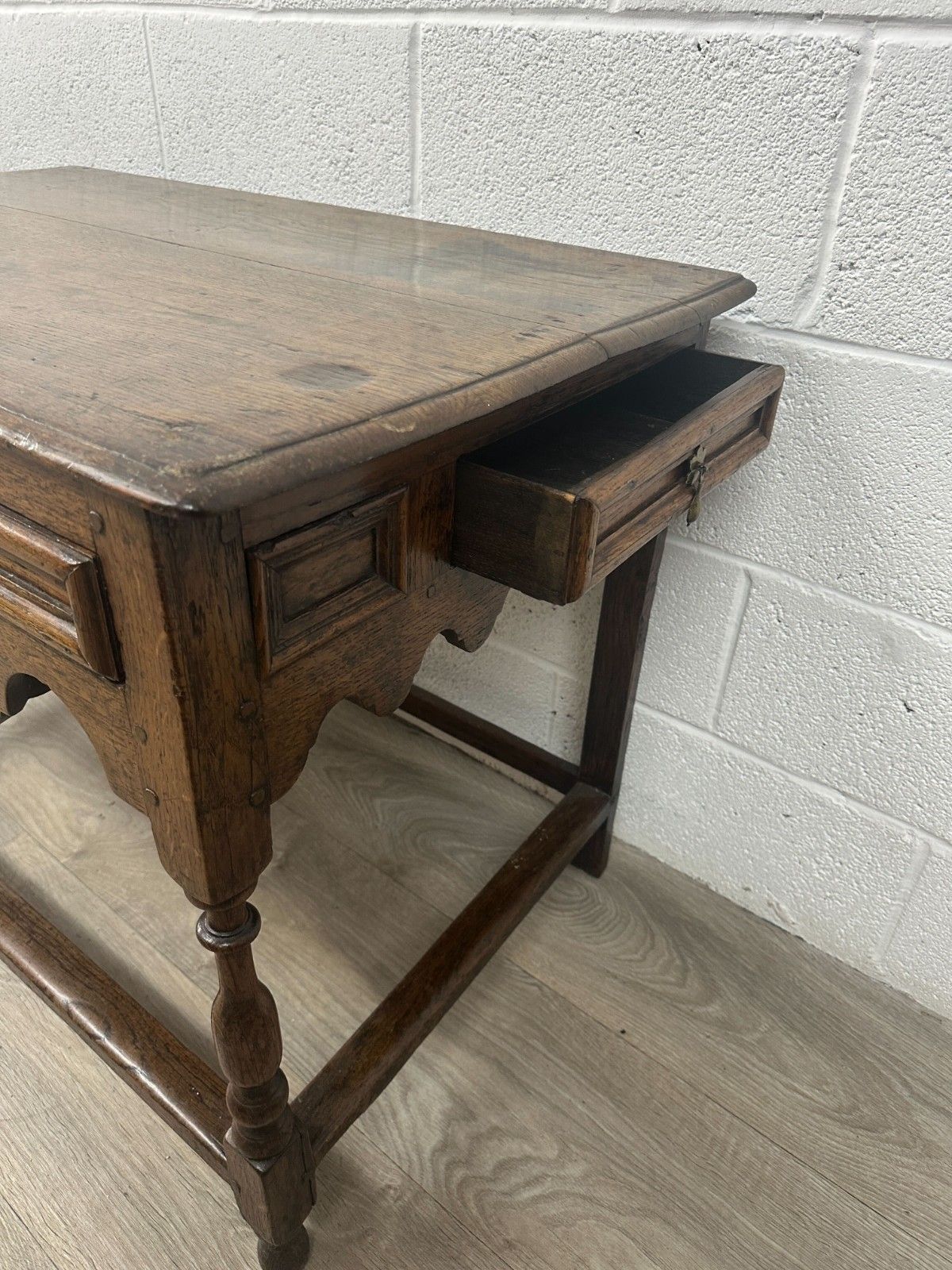 Georgian Oak Side Table Low Boy Jacobean Style W/ 5 Working Drawers Antique photo Furniture