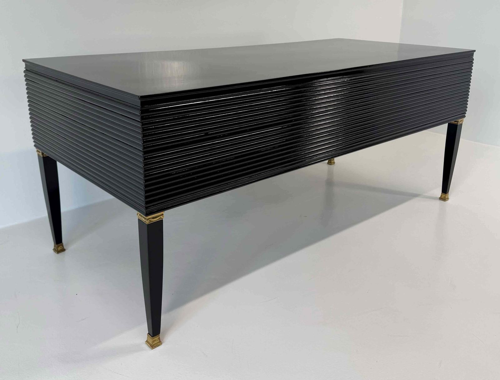 Art Deco Black And Brass Desk, 'Permanente Mobili Cantù', Paolo Buffa, 1950s photo Furniture