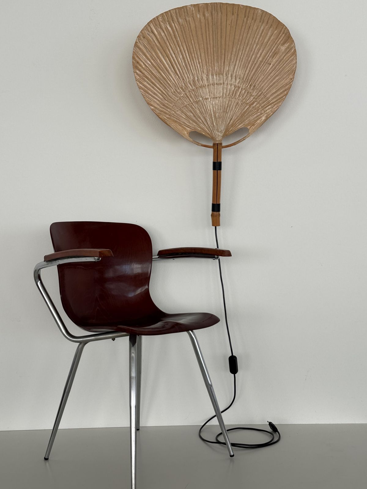 Pair Of Large Organic Uchiwa Wall Sconces By Ingo Maurer, Germany, 1973 photo for sale