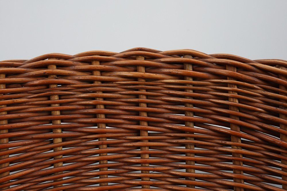 photo for sale Mid Century Woven Rattanwicker And Iron Basket Chair, Italy, 1960s