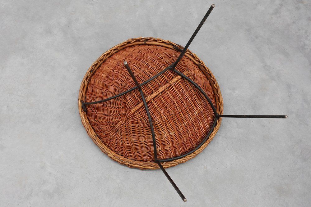 photo buy Mid Century Woven Rattanwicker And Iron Basket Chair, Italy, 1960s