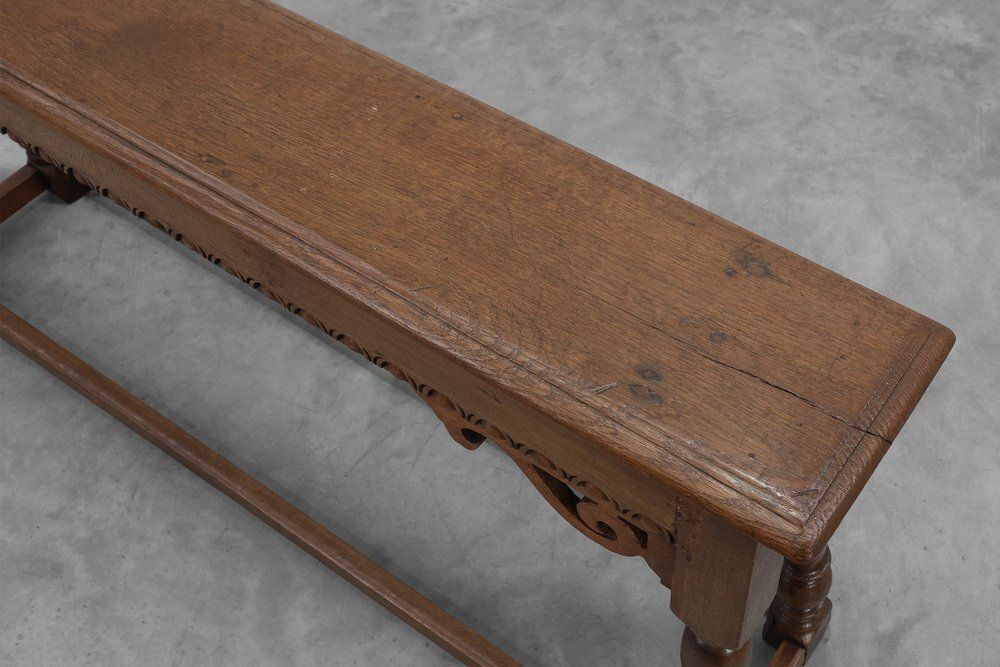 photo for sale Antique Jacobean Carved Oak Bench, 1600s