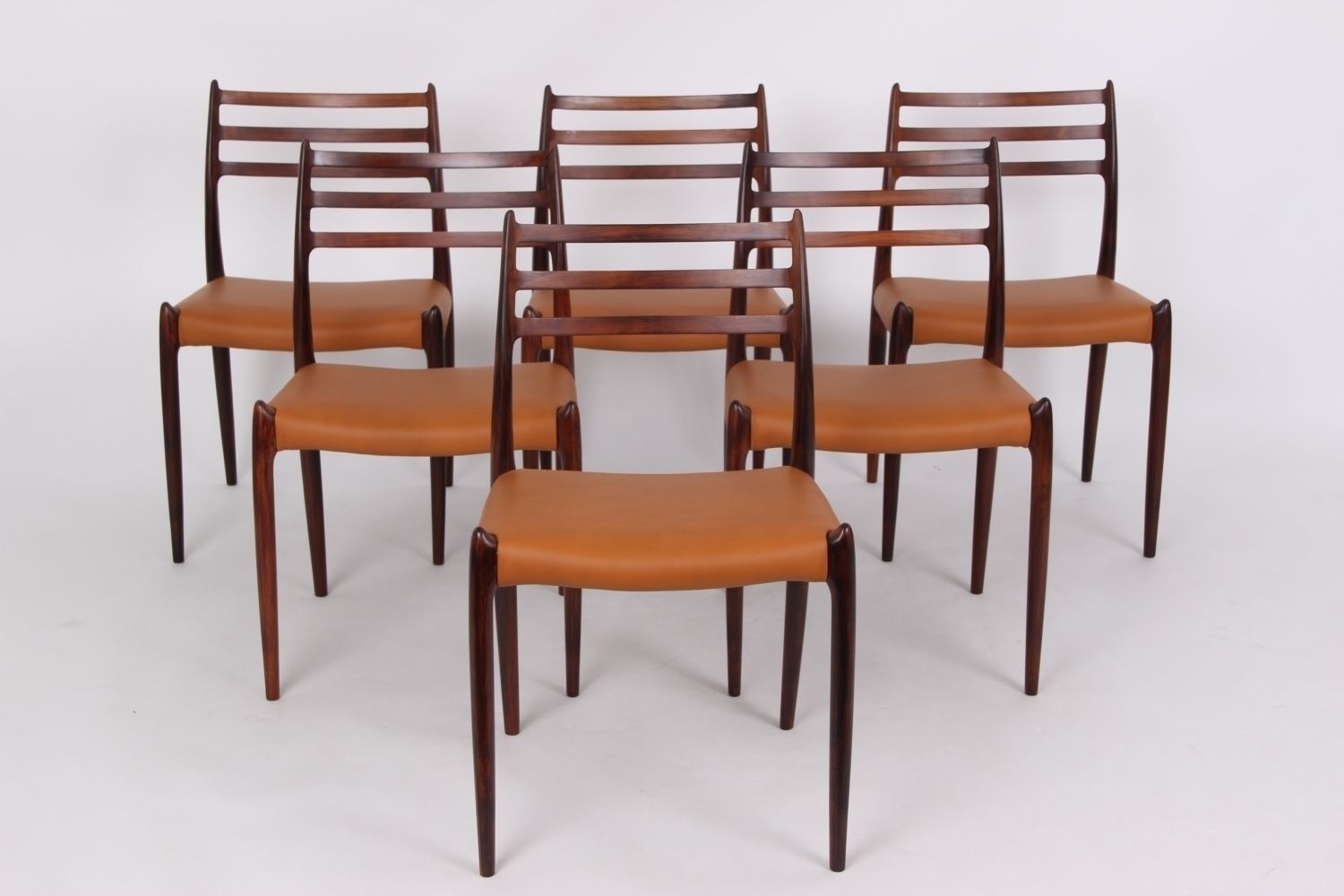 Set Of 6 Diningchairs, Jl78. Rosewood And New Leather.