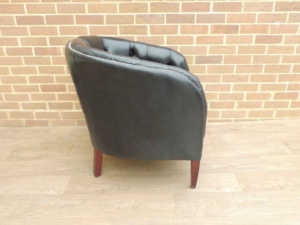 Chesterfield Burghley Black Leather Tub Armchair photo buy