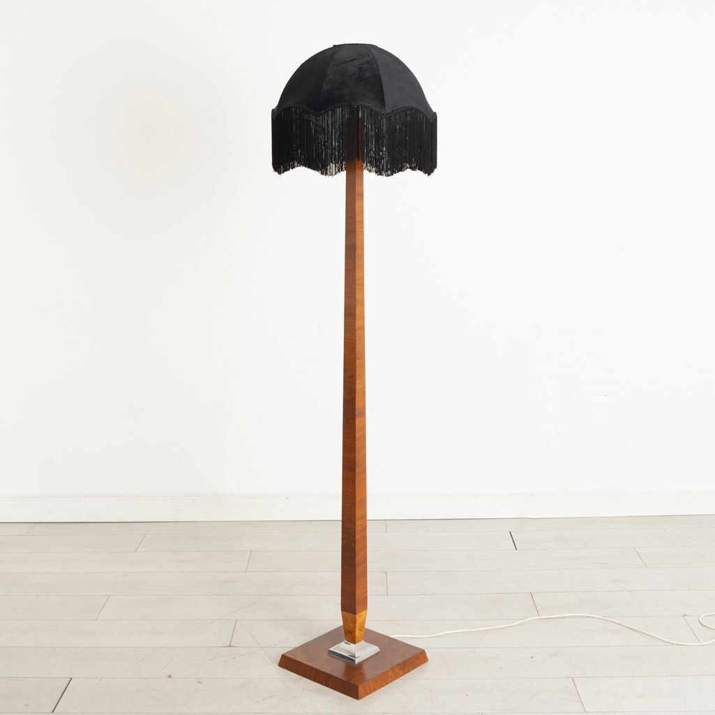 Art Deco Floor Lamp In Mahogany & Figured Walnut, England C.1935 photo furniture