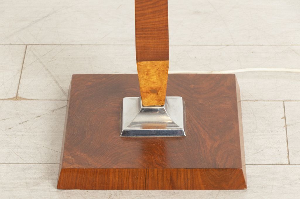 Art Deco Floor Lamp In Mahogany & Figured Walnut, England C.1935 photo Lighting
