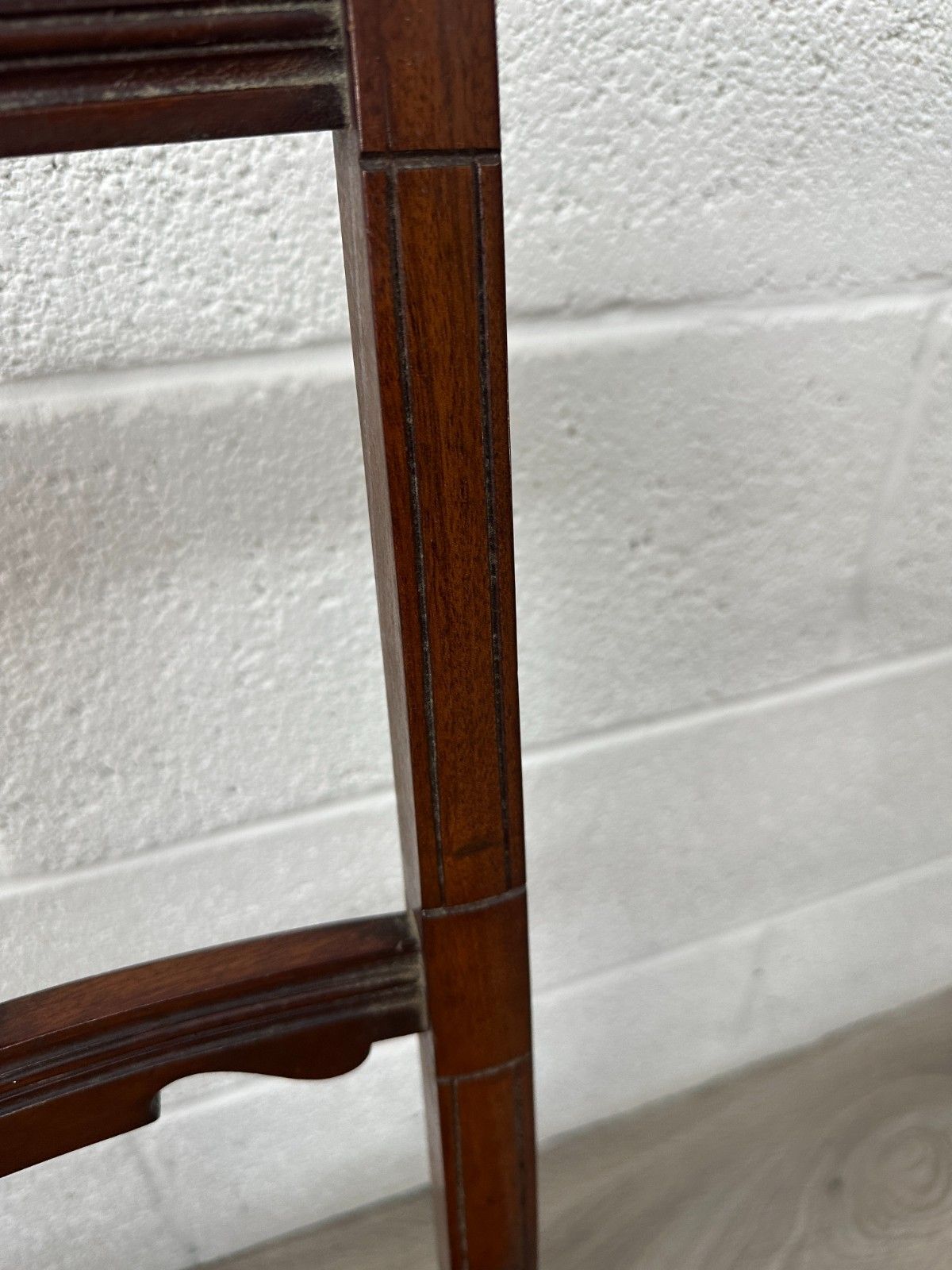 photo furniture Edwardian Mahogany Bedroom Hall Chair Seat Turned Spindle Back Yellow Upholstery