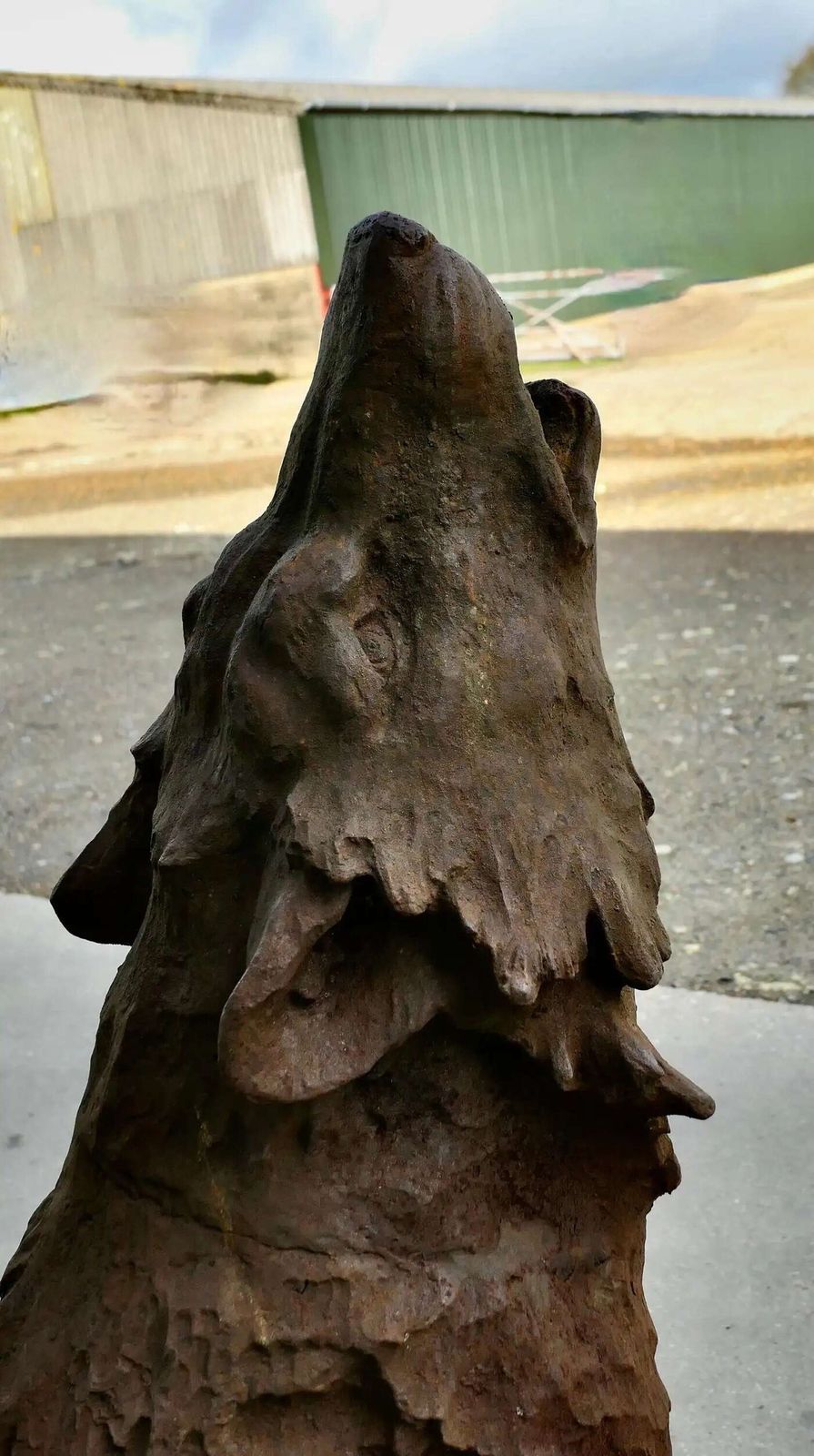 Cast Iron Statue Of A Huge Howling Wolf A Handsome If Terrifying Beast photo vinterior
