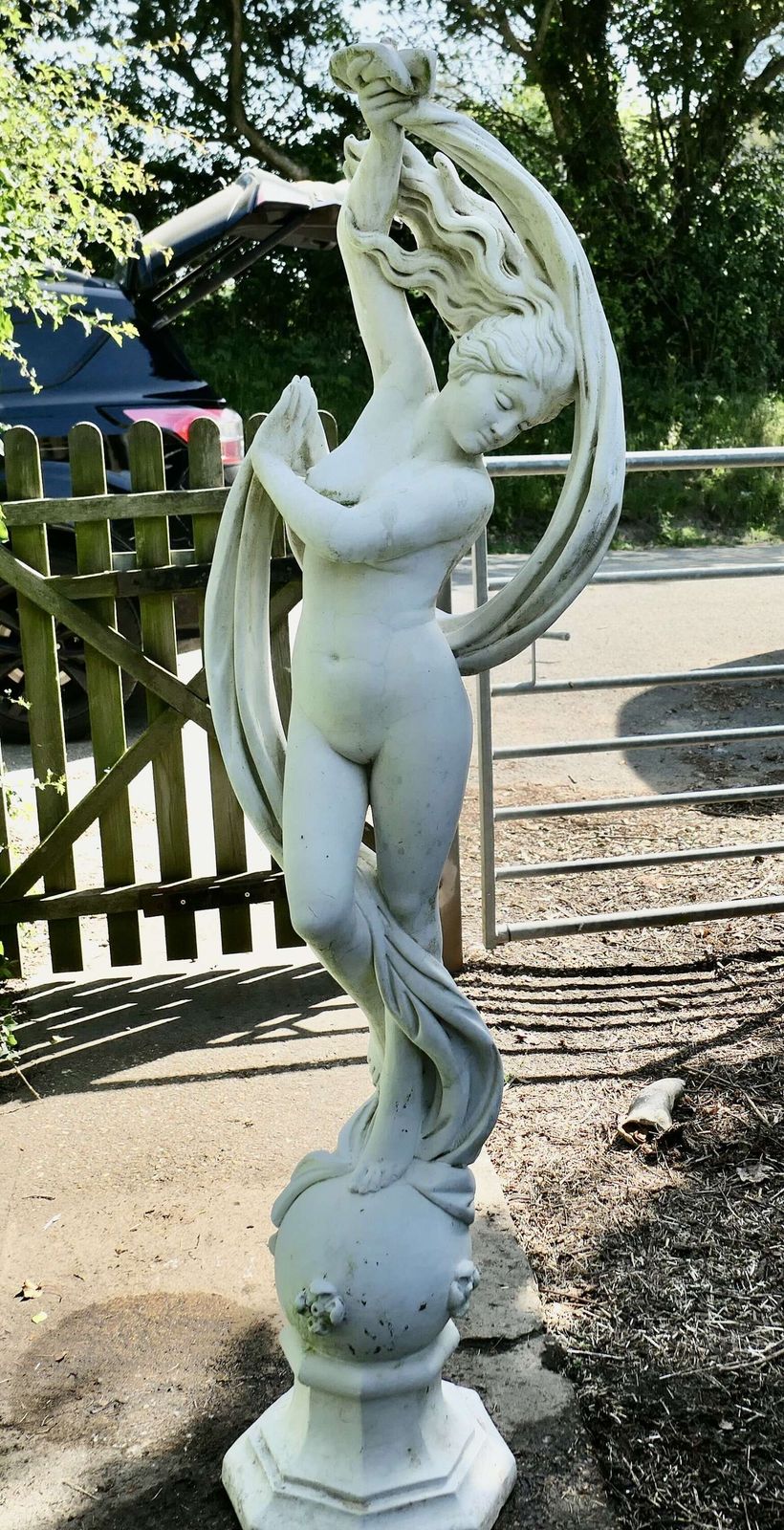 Signed Art Nouveau Weathered Statue Of A Dancer Circa 1960 Statue Of A Dancing Maiden photo vinterior