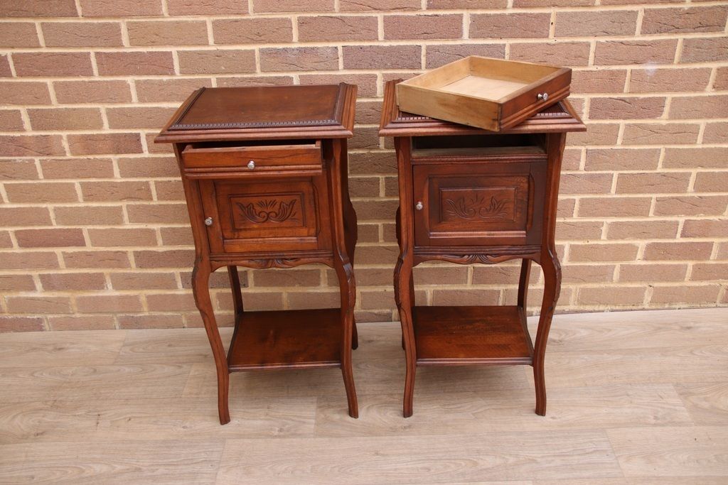 photo furniture Pair Of Mahogany Antique Bedside Tables