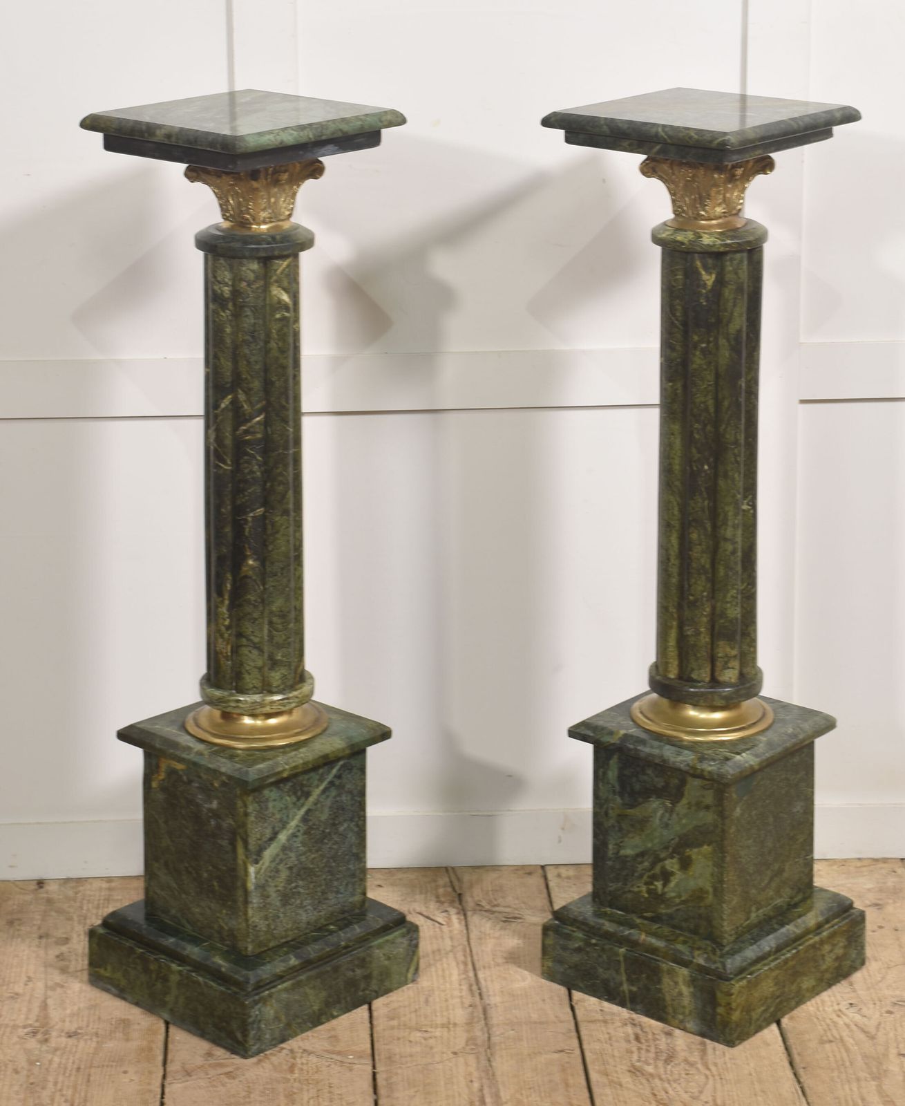 Pair Of Classical Style Verde Antico Marble Pedestals photo Home Decor