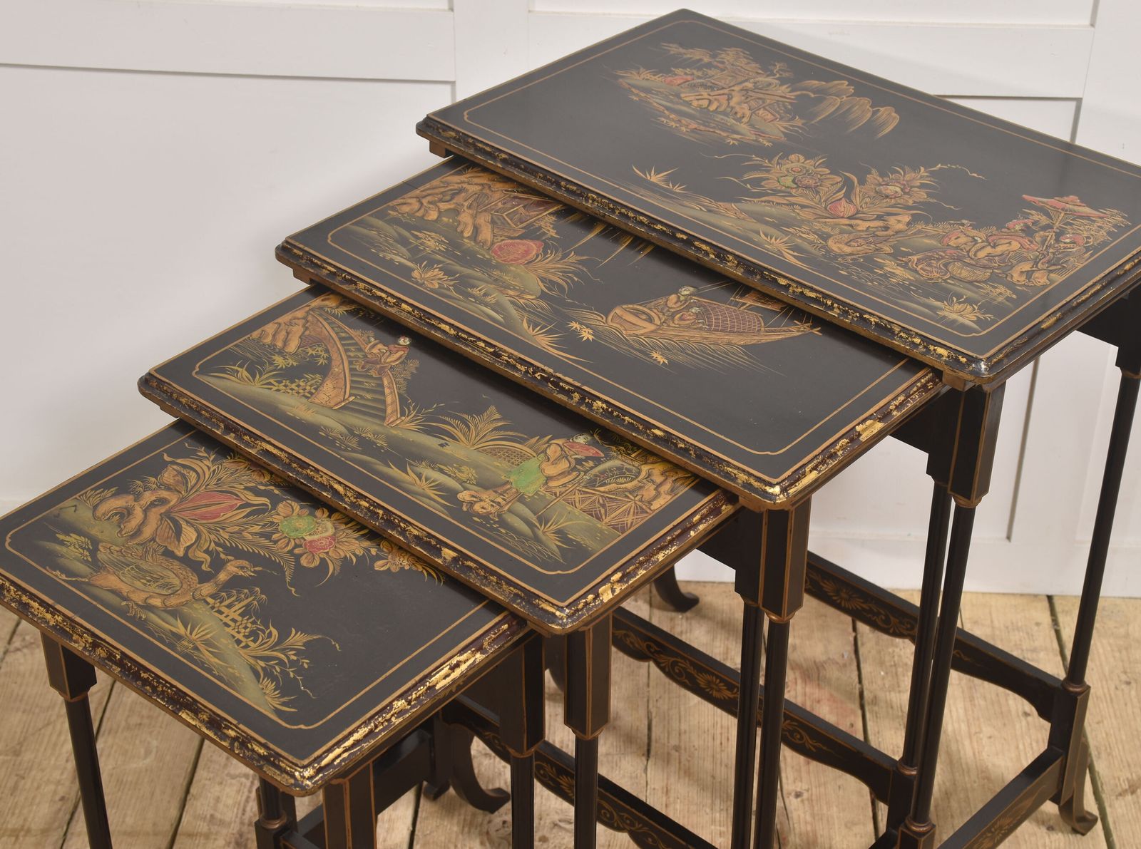 Exceptional Set Of Four Chinoiserie Decorated Nest Of Tables photo buy