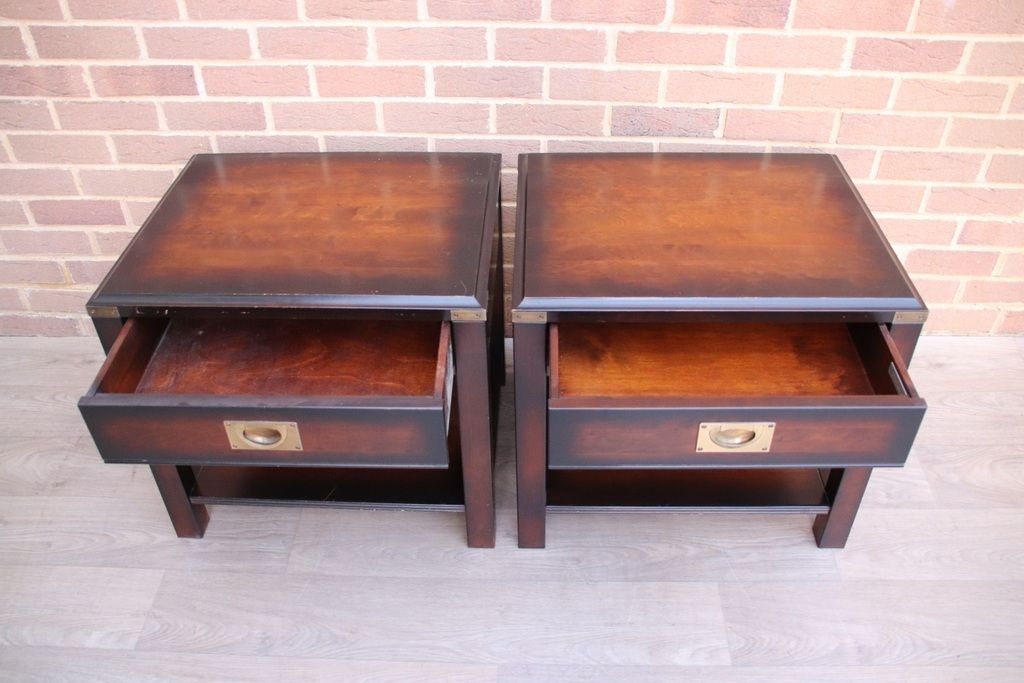 photo furniture Pair Of Military Campaign Bedside Tables