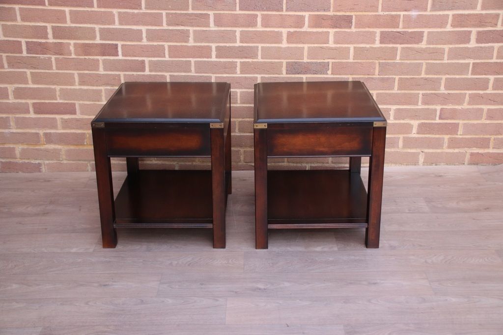 photo vinterior Pair Of Military Campaign Bedside Tables