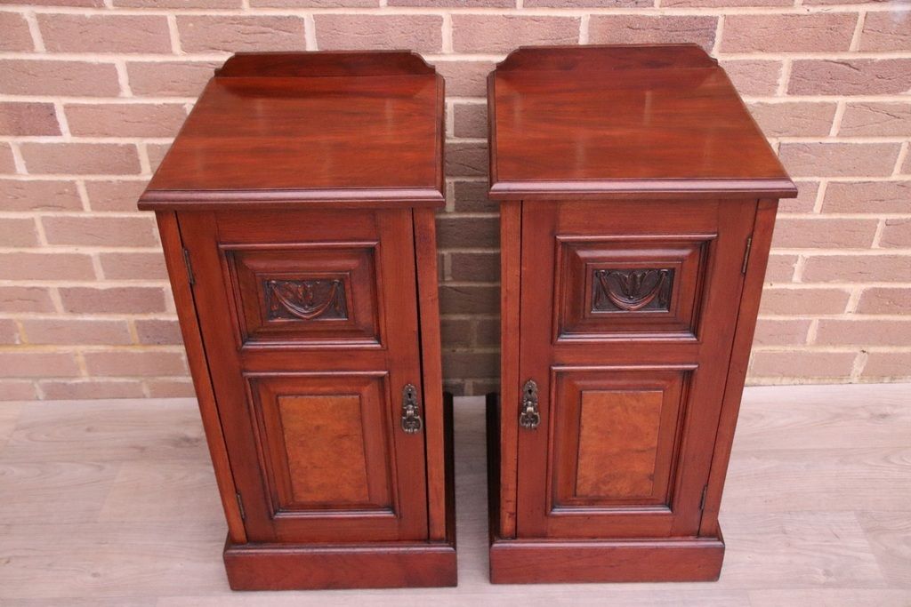 photo furniture Pair Of Antique Mahogany Pot Bedside Tables