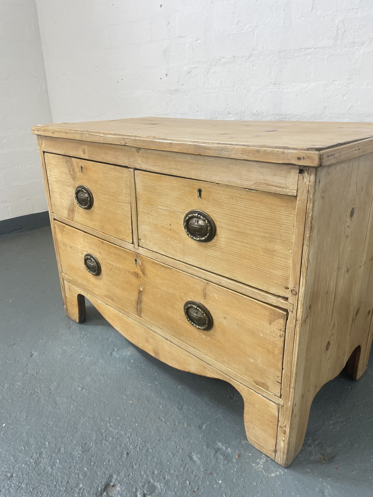 Victorian Pine Chest Of Drawers | Antique 2 Over 1 Configuration | Brass Drop Handles photo 259.99