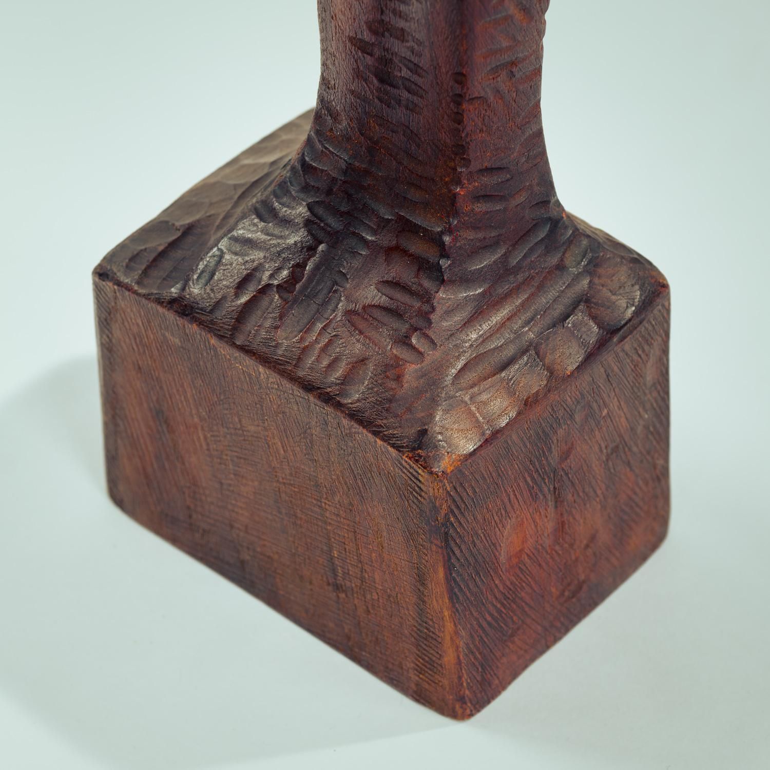 photo for sale Dutch Brutalist Carved Wood Sculpture Of Womans Figure, Height 95cm, 1970s