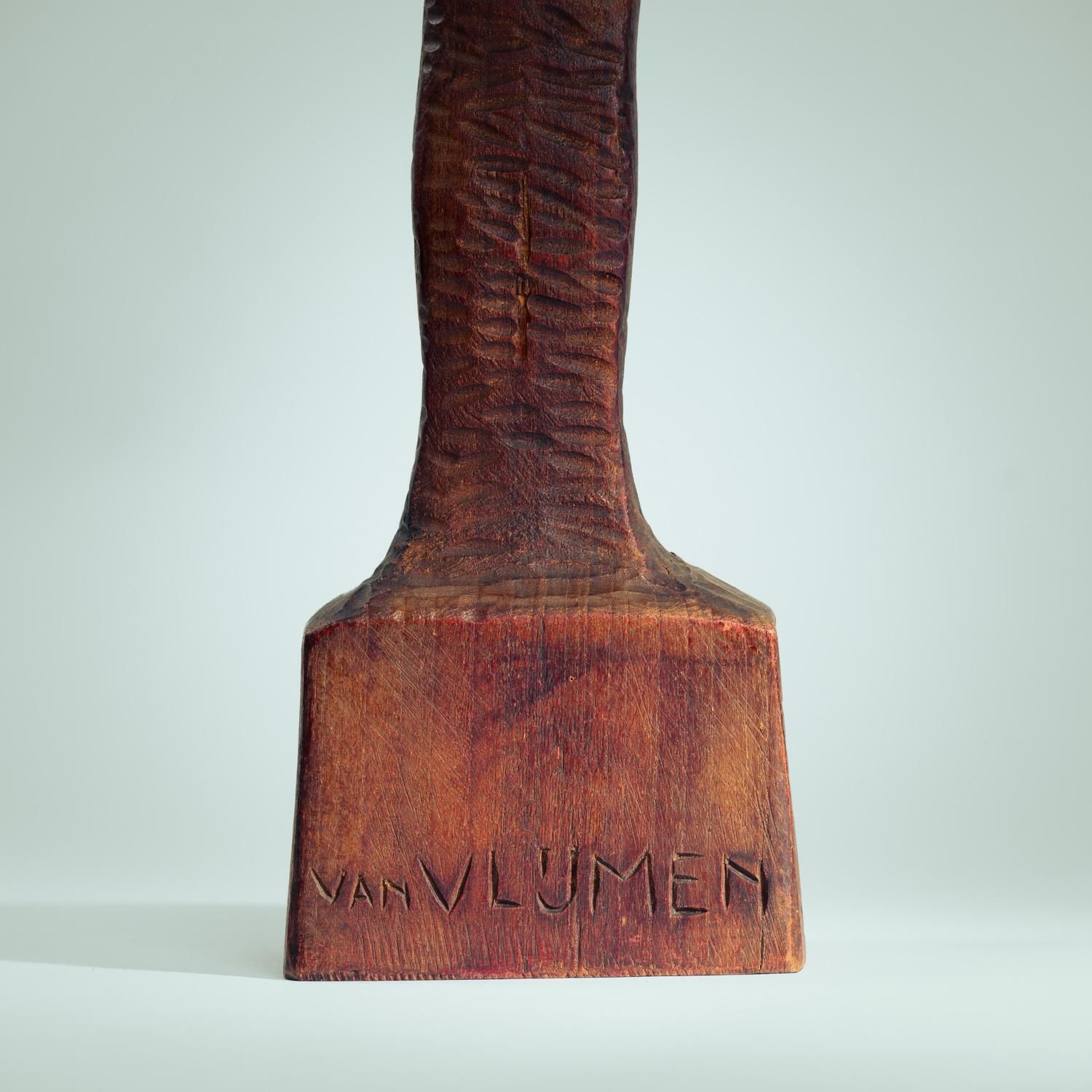 photo vinterior Dutch Brutalist Carved Wood Sculpture Of Womans Figure, Height 95cm, 1970s