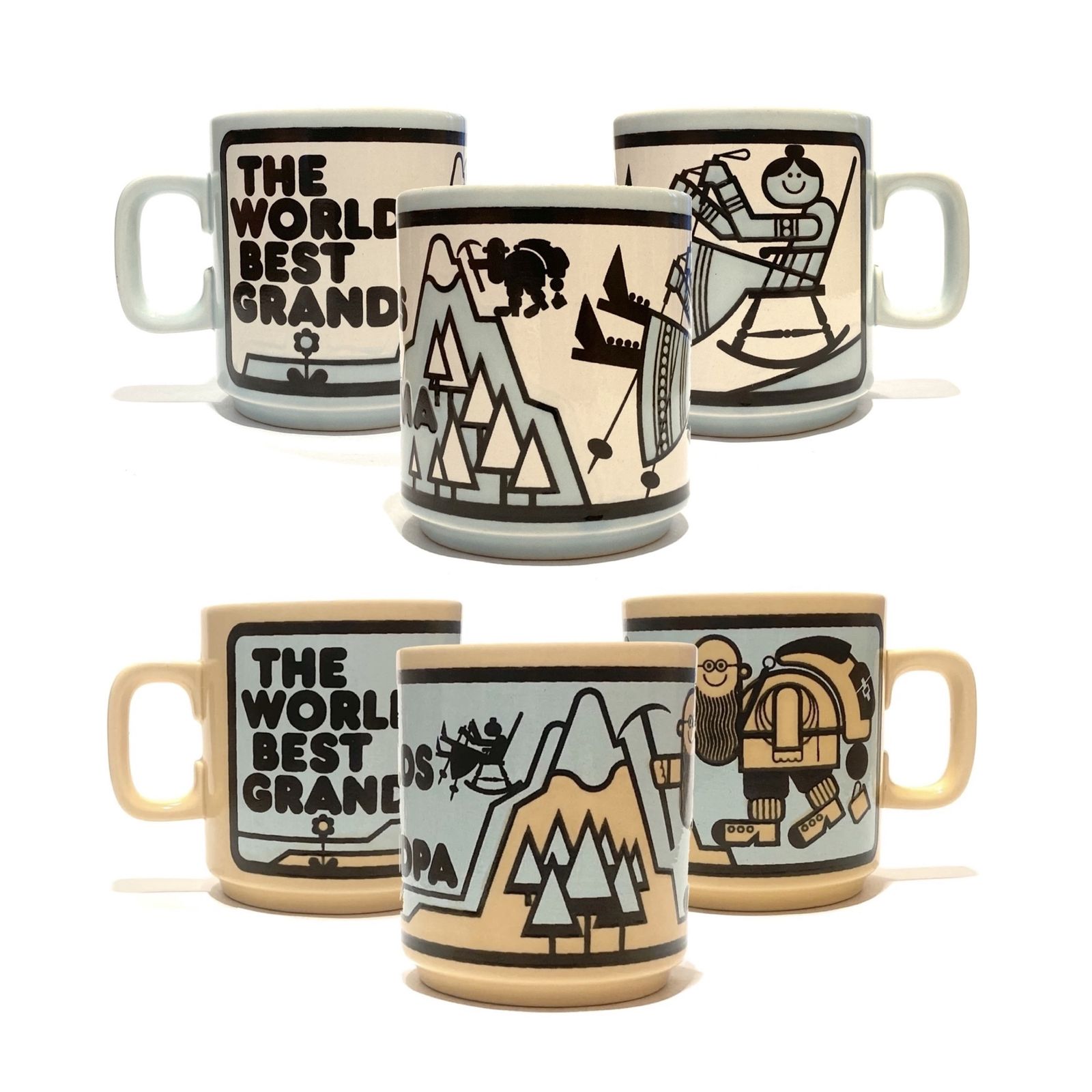 Pair Of Original Hornsea The World's Best Grandma & Grandpa Mugs, Vintage 1970s English Pottery