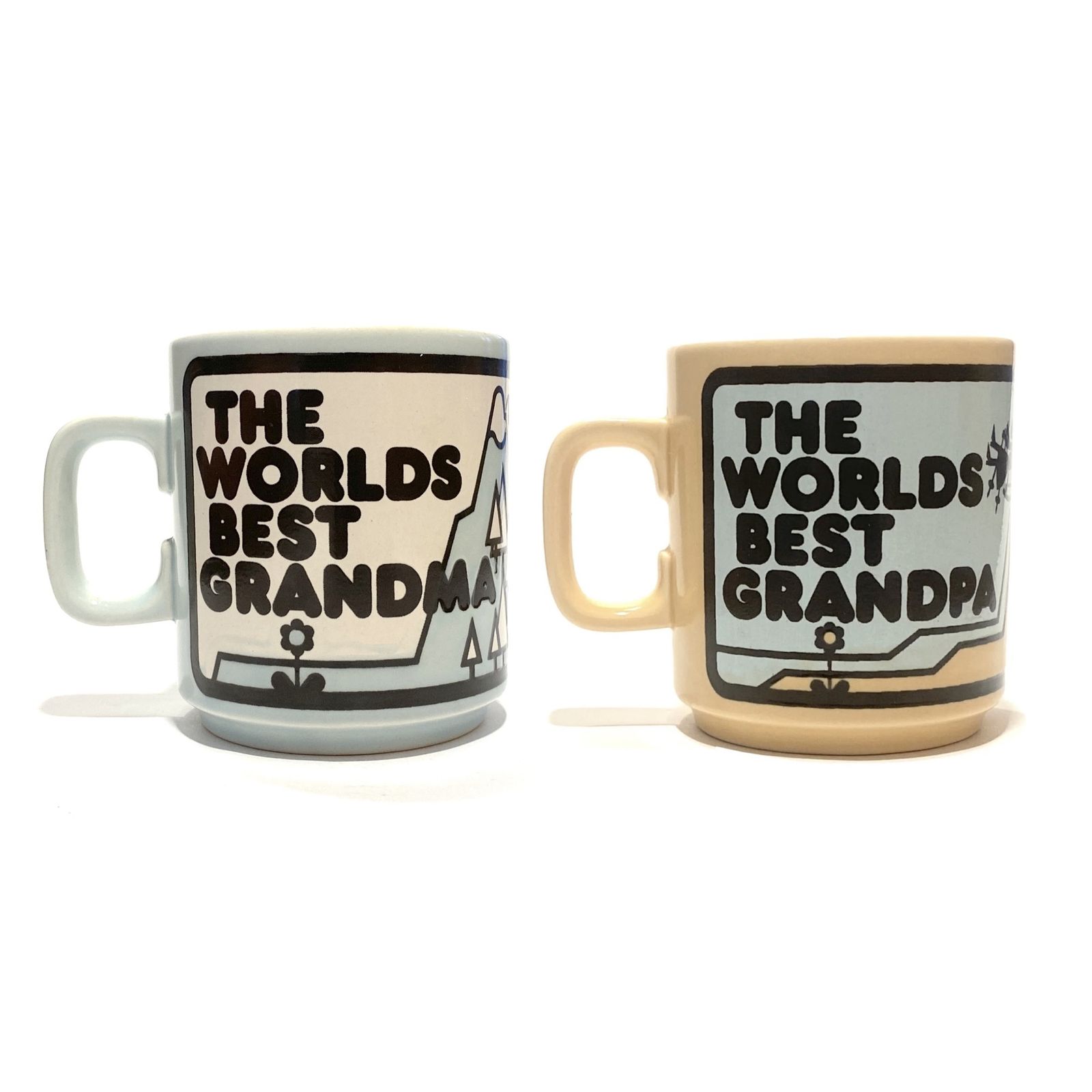 Pair Of Original Hornsea The World's Best Grandma & Grandpa Mugs, Vintage 1970s English Pottery photo 59.99