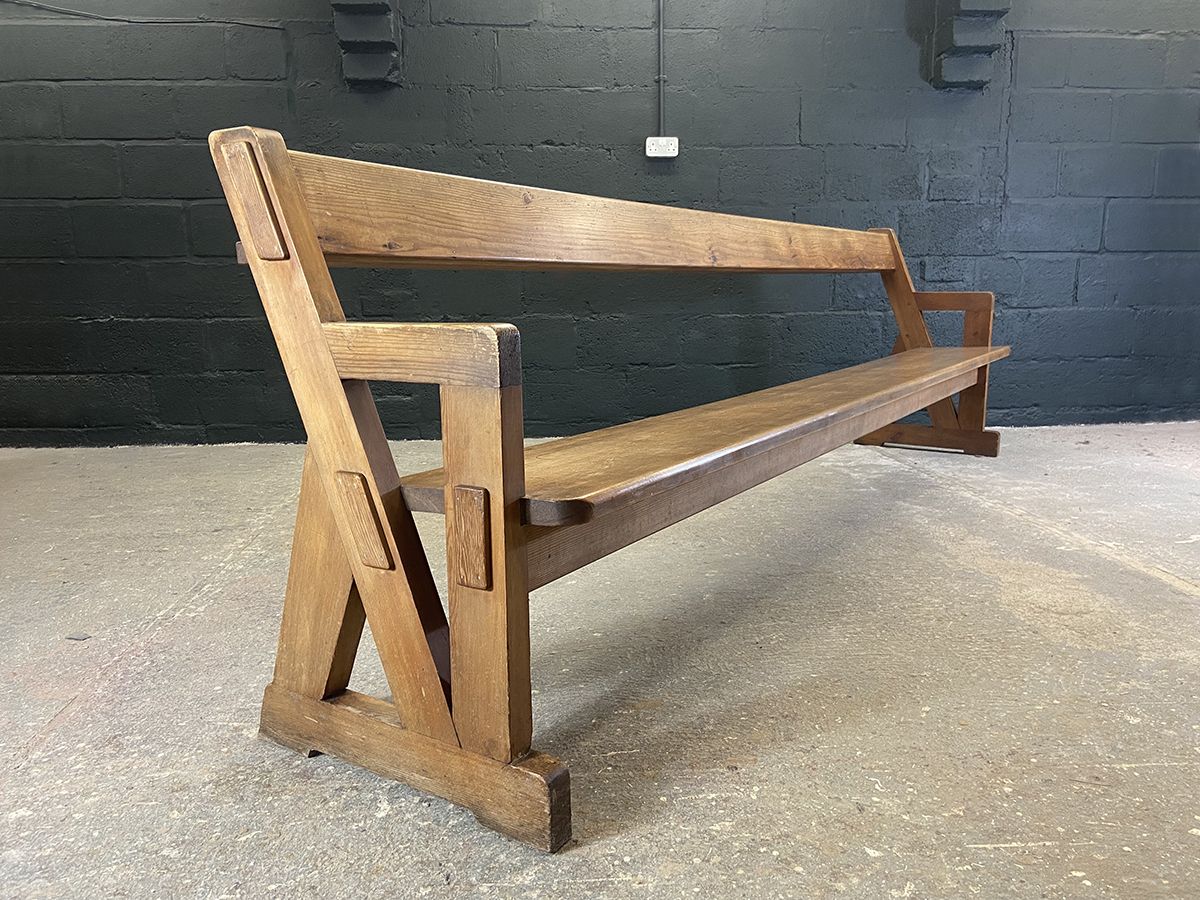 Xl Antique Pine Church Pew From The West Country photo for sale