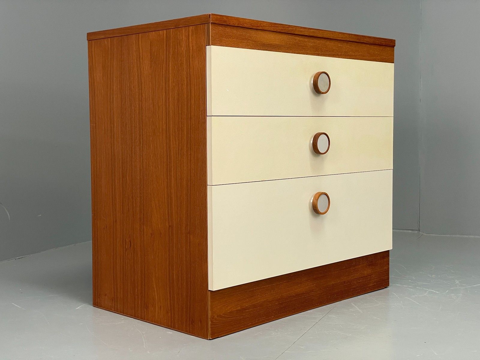 Vintage Chest Of Drawers By Uniflex Retro 1970s Teak Off White Eb12196 photo for sale