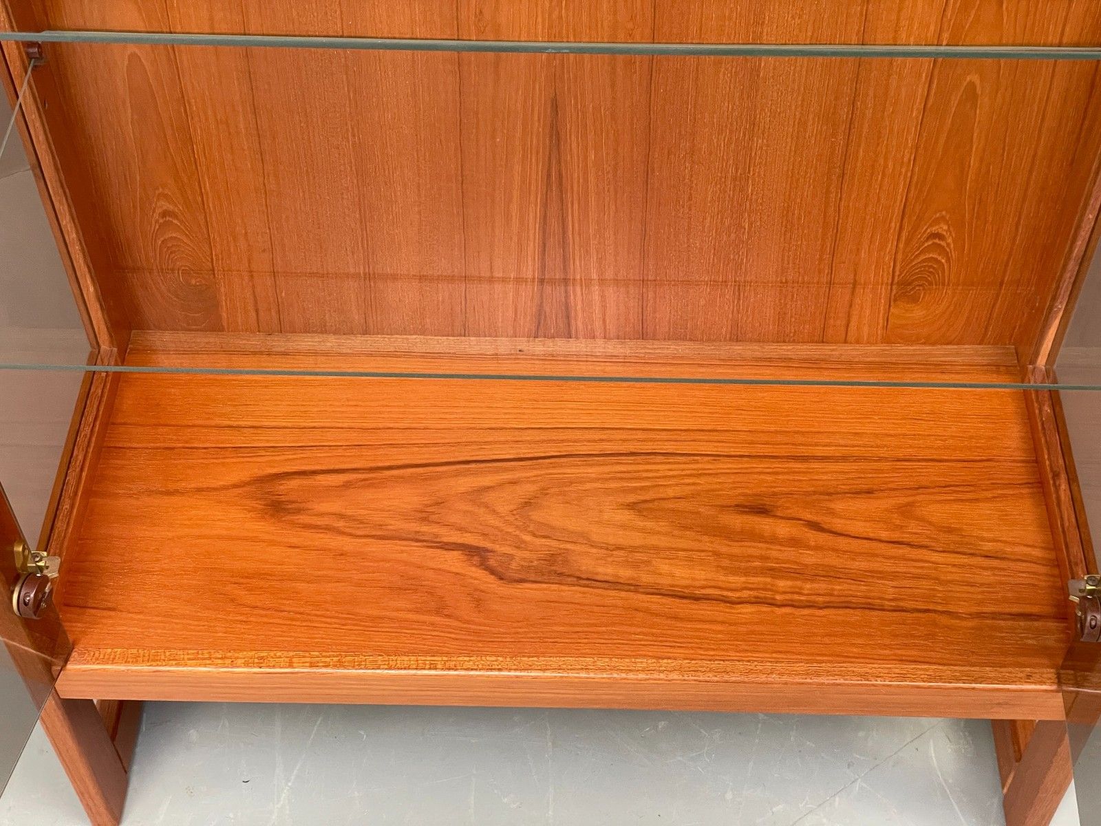Furniture Vintage 1960s Shelving Unit Glazed Solid Teak Turnidge Of London Eb12207 photo