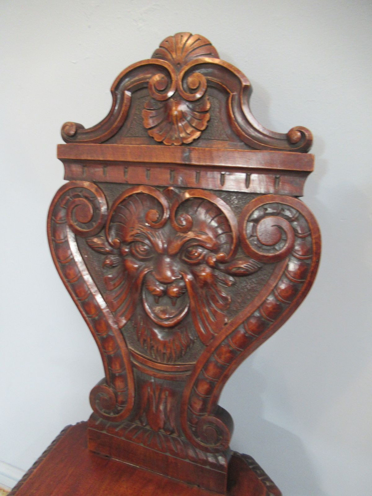 340.0 A Late Victorian Mahogany Carved Side / Hall Chair photo