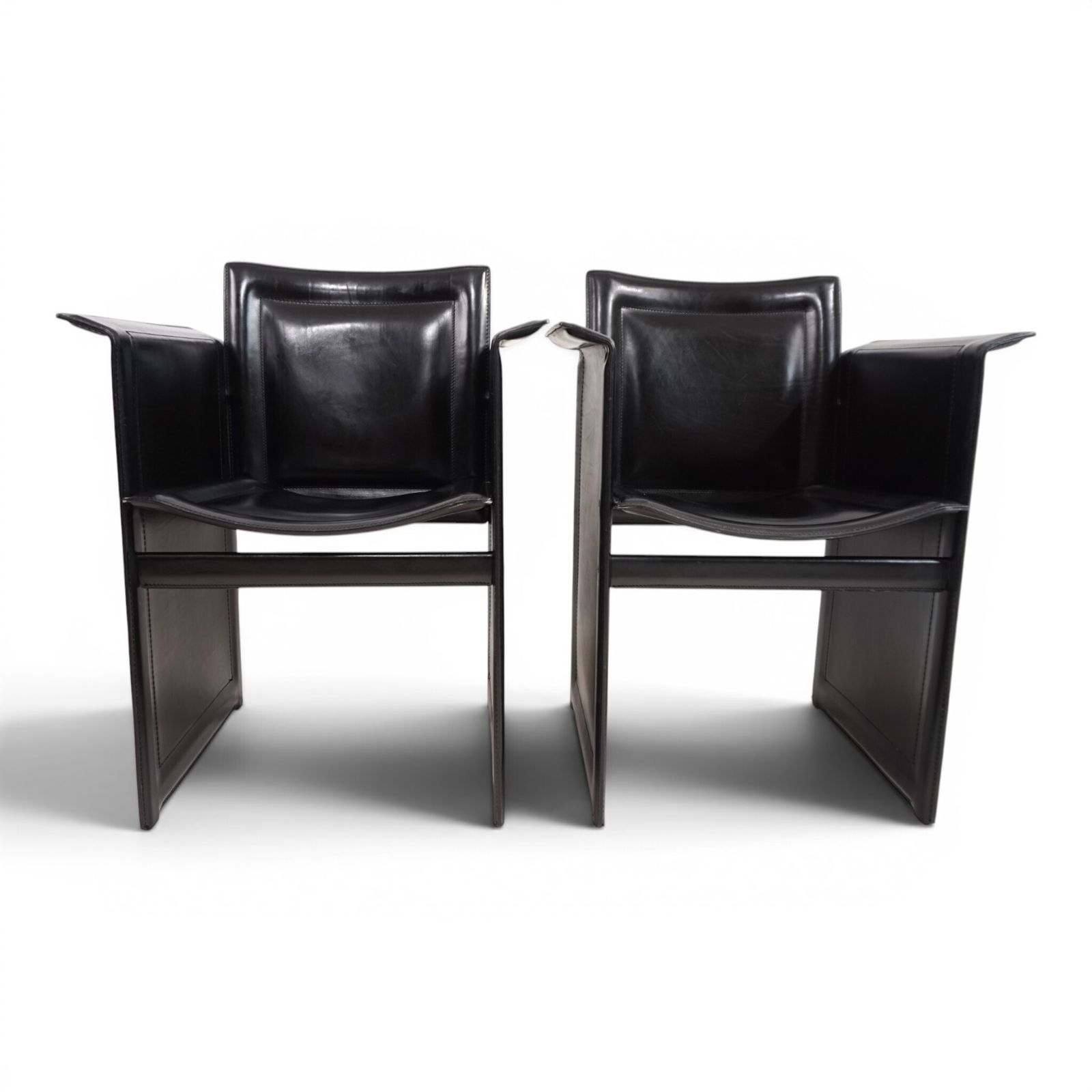 Set Of 2 Arrben Solaria Black Leather Chairs By Tito Agnoli, 1970 photo vintage
