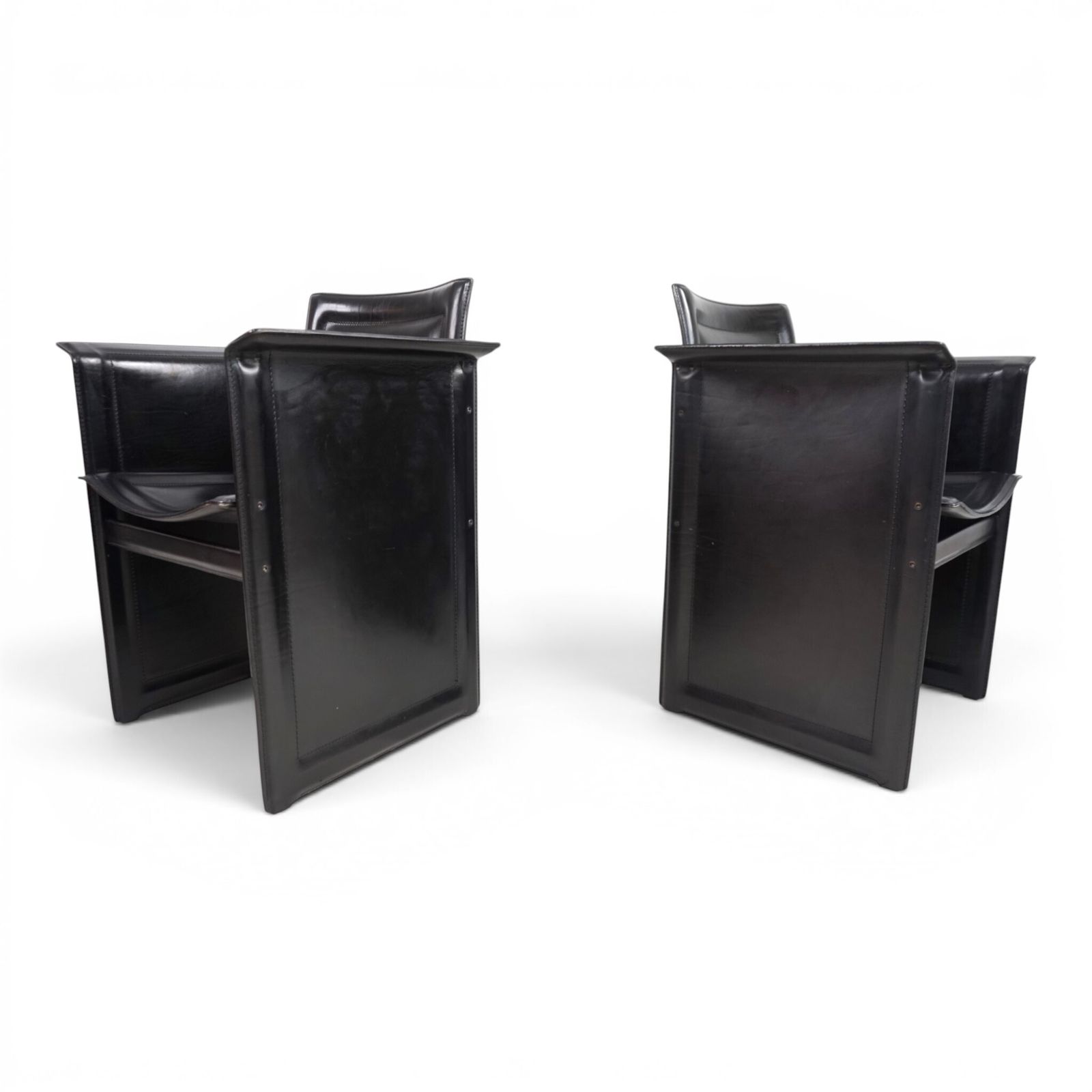 photo vintage Set van 2 Arrben Solaria fauteuils in zwart leer van Tito Agnoli, 1970