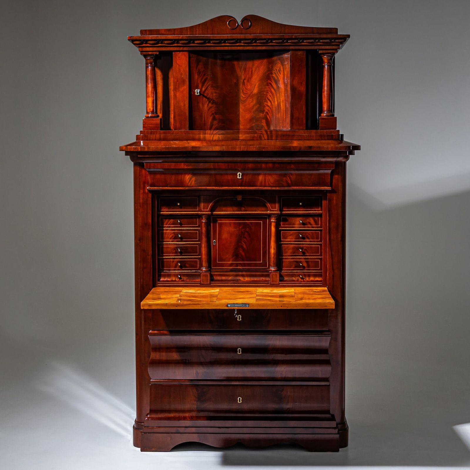 Biedermeier secretairkast in mahonie, ca. 1830 photo for sale
