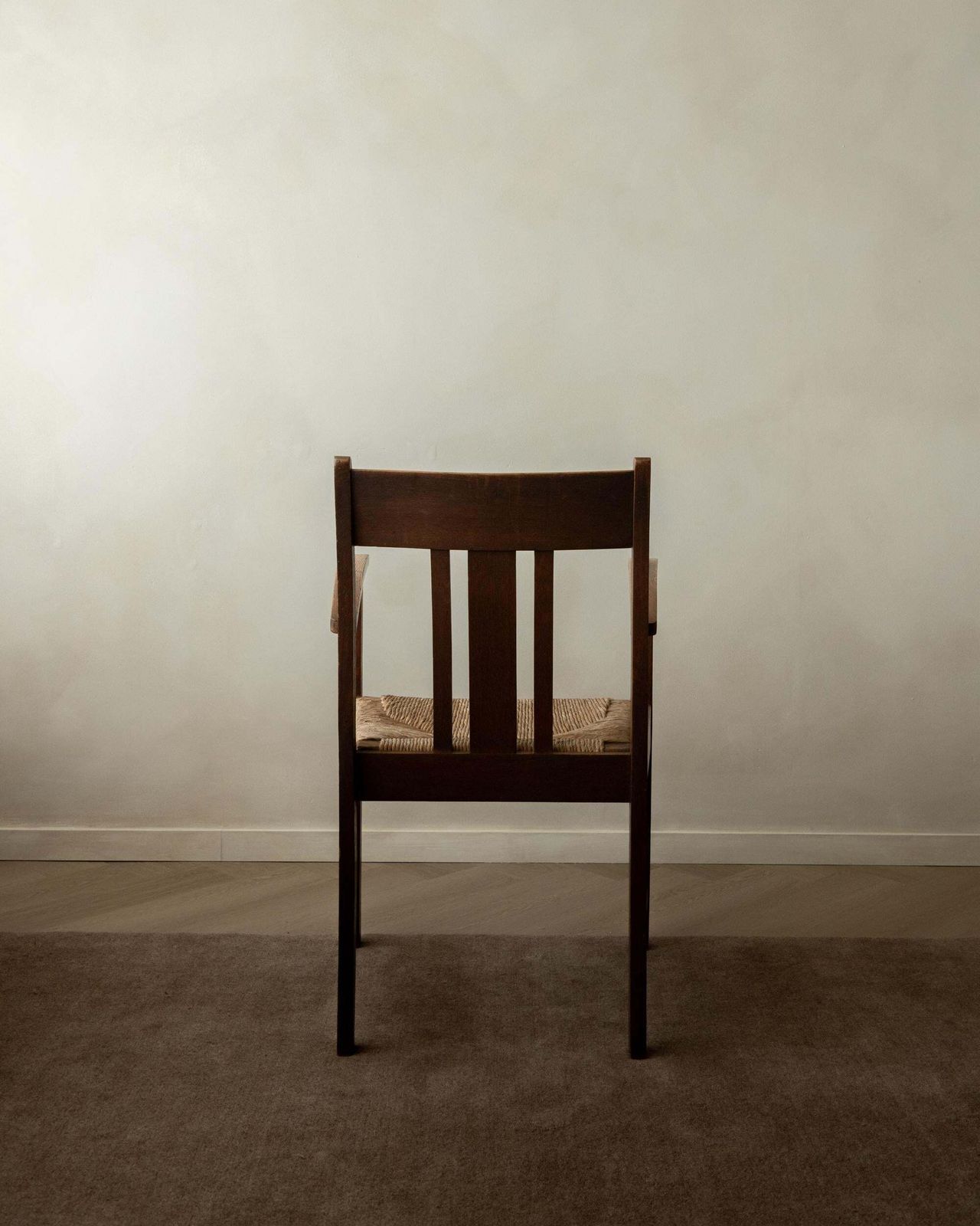 Dutch Art Deco Oak And Rush Armchair Amsterdam School, Netherlands, 1920s photo 1168.0