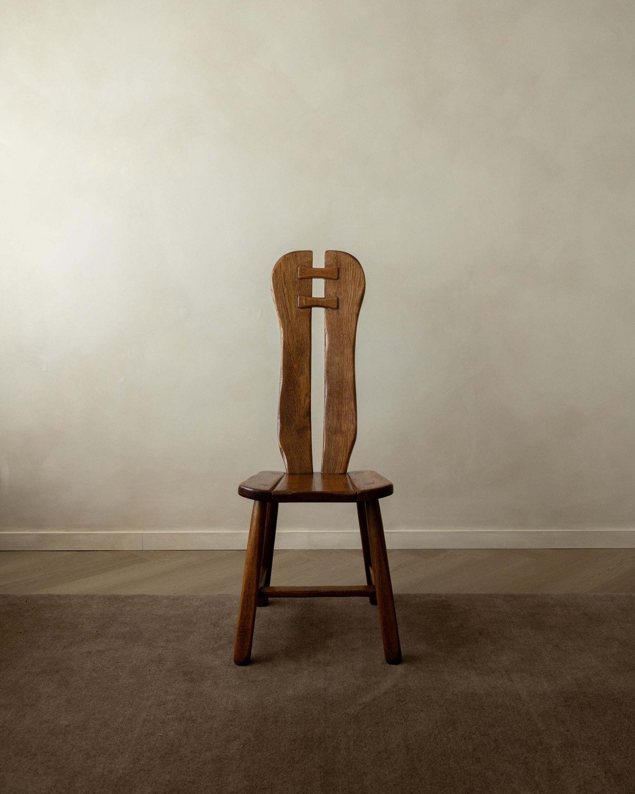 Brutalist Oak Dining Chairs With Sculptural High Backs De Puydt, 1960s, Set Of 6 photo 2422.0