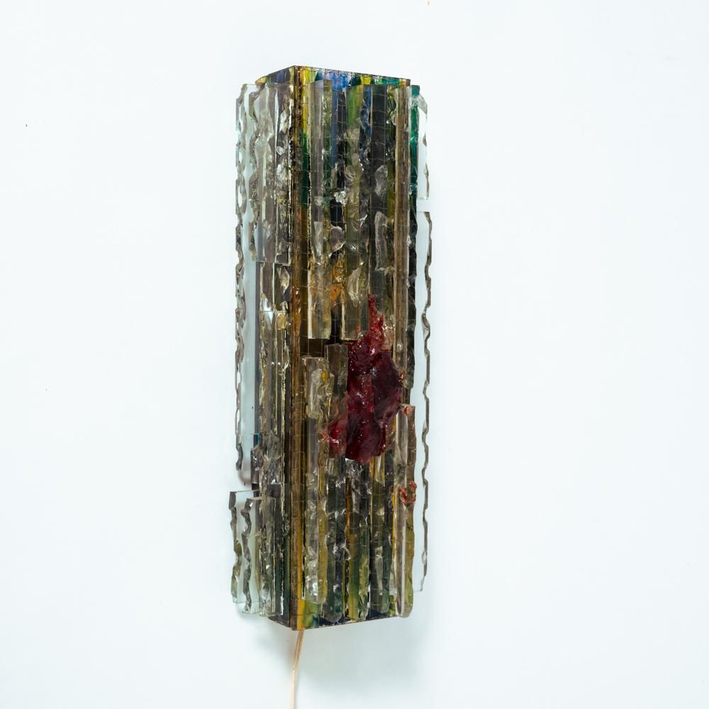 2245.0 Dutch Brutalist Glass All Sconce "Chartres"By Willem Van Oyen For Raak, 196os photo