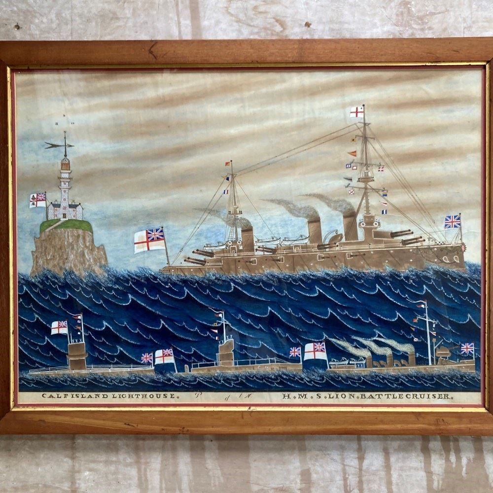 Naive Maritime Watercolour   Hms Lion