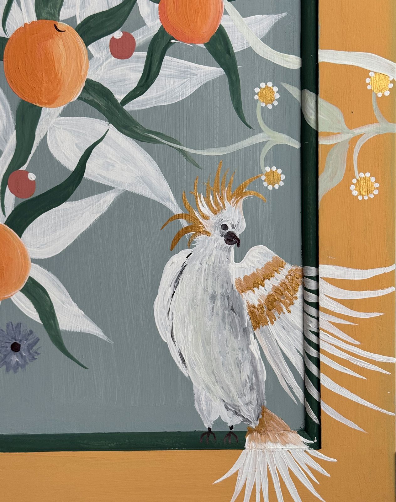 Hand Painted Chinoiserie Wardrobe With Parakeet & Botanical Design photo vinterior