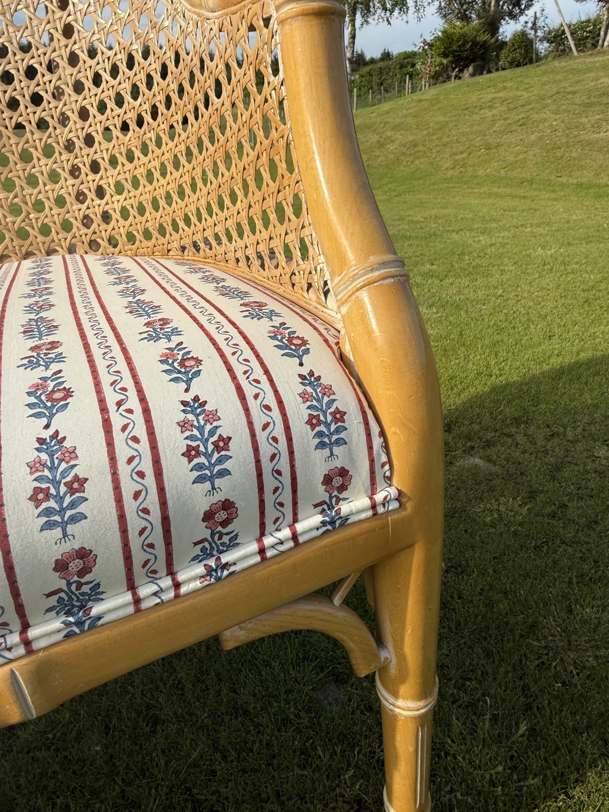 Late 20th Century Chinese Chippendale Style Faux Bamboo Loveseat photo Furniture