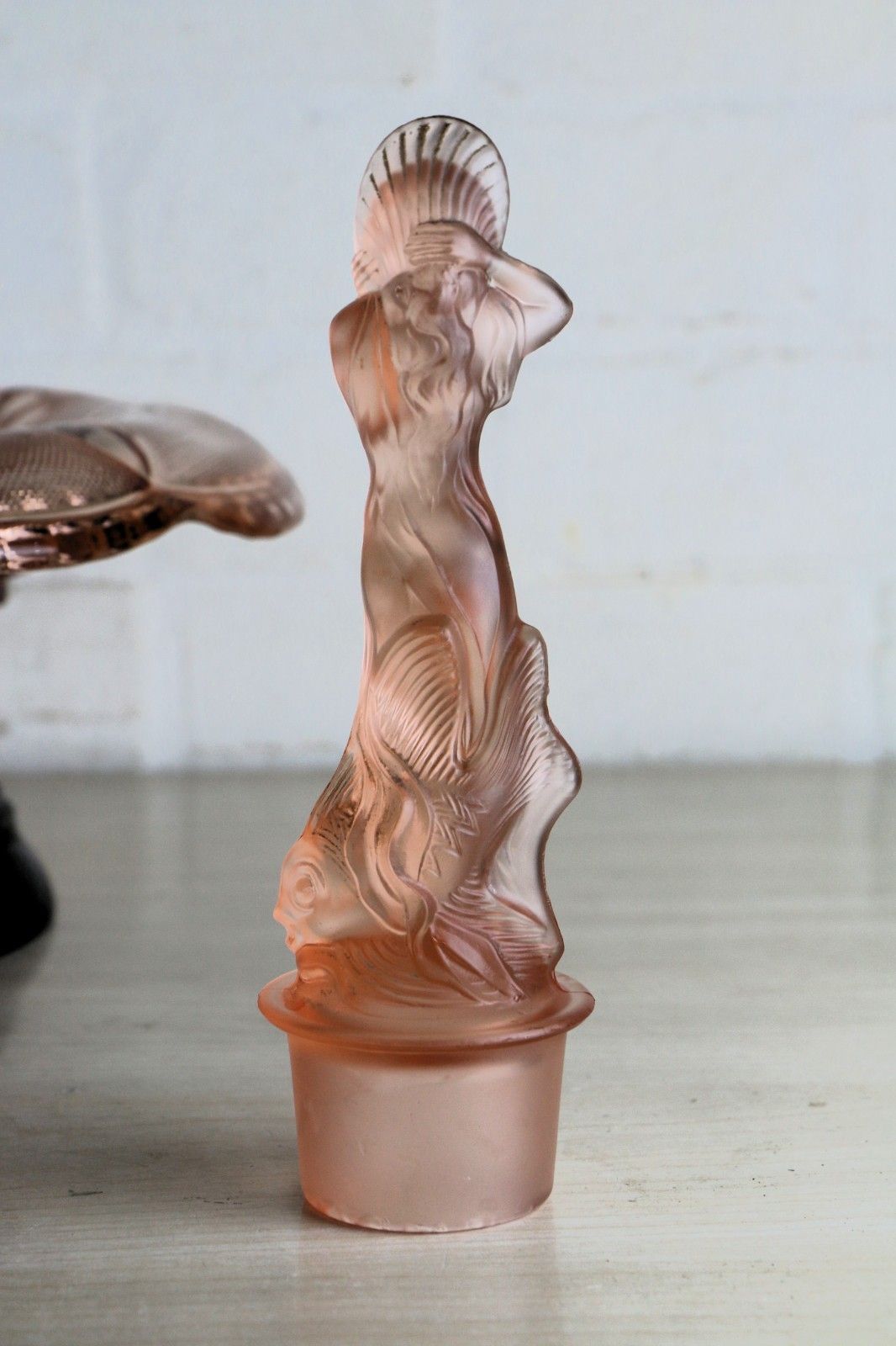 photo furniture Art Deco Glass Centrepiece By Walther & Sohne Arabella Figure In Pink 1930s