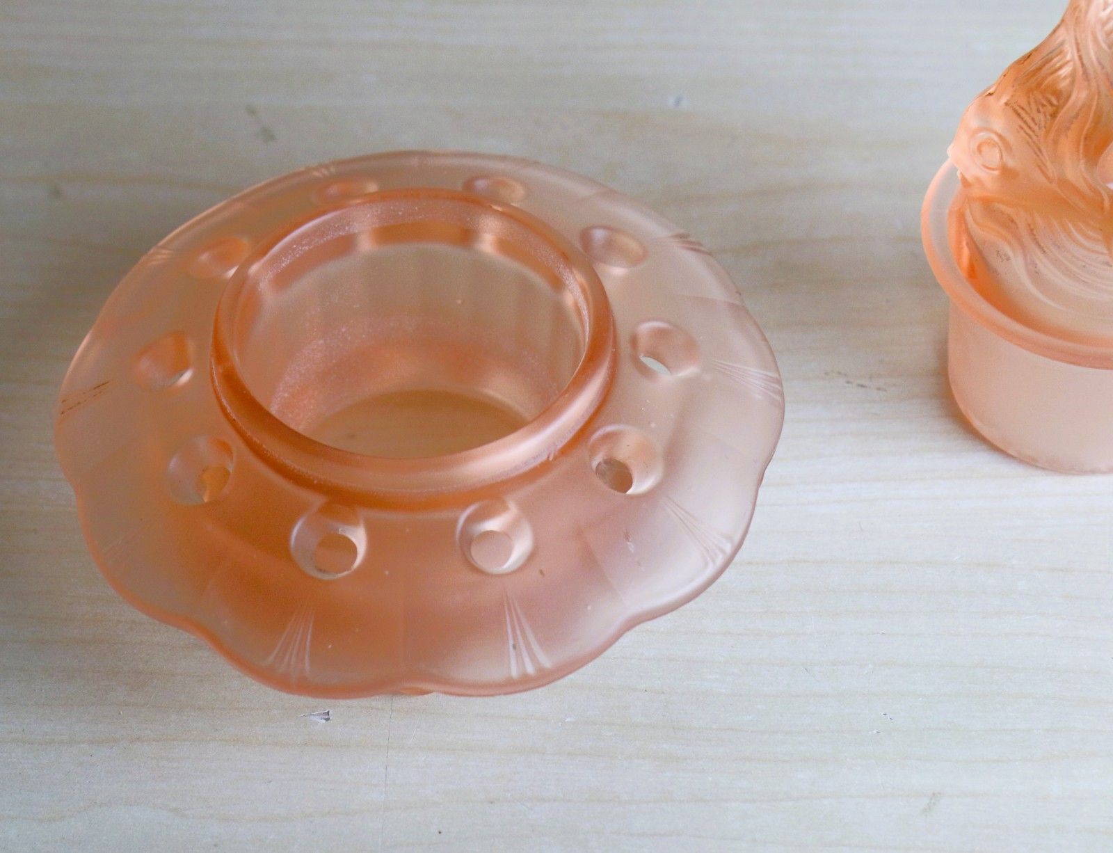 photo for sale Art Deco Glass Centrepiece By Walther & Sohne Arabella Figure In Pink 1930s